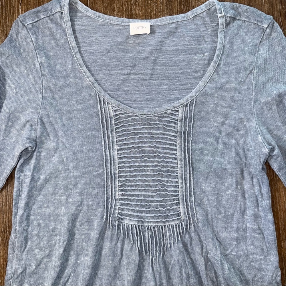 Poetry Collection Long sleeve Long Shirt size US 4 Small Gray Blue Cotton Hemp